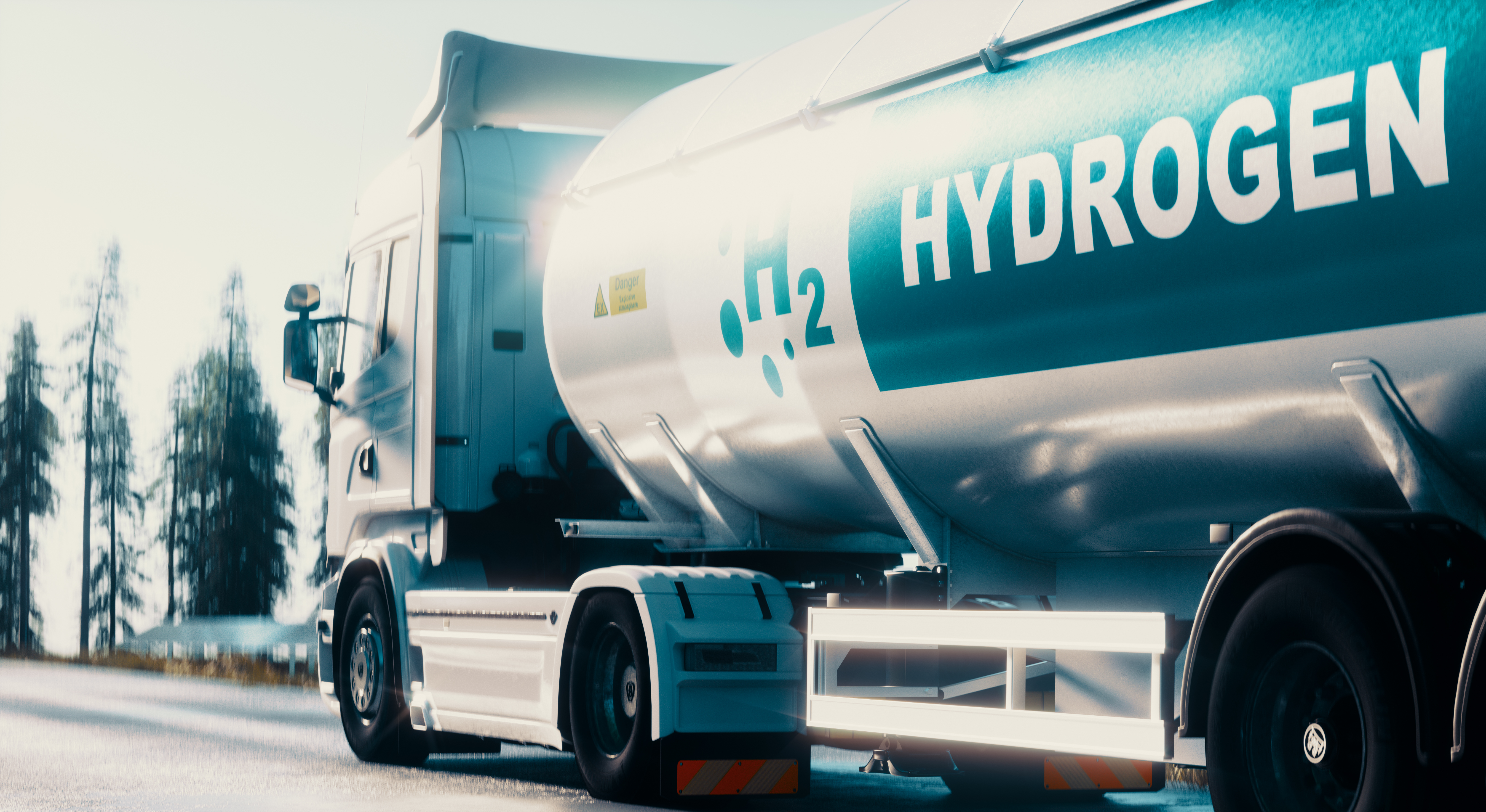 Truck transporting H2 (hydrogen)